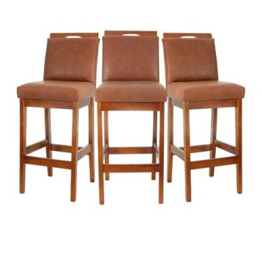 Imagem de Kit 3 Banquetas Estofada Tecido Sintético Cozinha Bancada Americana Go