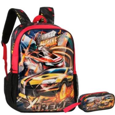 Imagem de Kit Mochila Escolar Carro Machine Costa Alças G Com Estojo - Clio