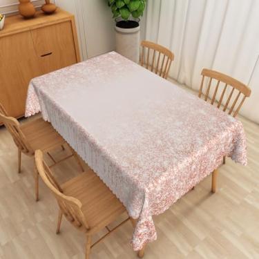 Imagem de SIEDYCV Toalha de mesa dourada rosa com glitter, 152 x 250 cm, luxuosa, rosa, brilhante, tecido de poliéster, resistente a rugas e óleo, lavável e retangular, capa de mesa para decoração de casamento
