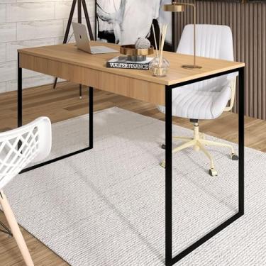 Imagem de Mesa de Escritório Minimalista, Estrutura Metálica Preta, 90x60x75 cm, Disponível em Branco, Preto e Mel (Mel)