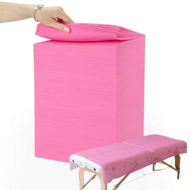 Imagem de 200 lençóis descartáveis de mesa de massagem 78,7 cm x 180,3 cm - Capas de cama de tecido não tecido para spa, massagem, beleza e tatuagens - respirável, higiênico (rosa)