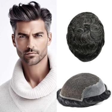 Imagem de LYRICAL HAIR Sistema de cabelo masculino transparente renda francesa peruca masculina cinza marrom preto loiro peça de cabelo masculino 120% densidade média leve a média (20 x 25 cm, 1B20 1B # OFF