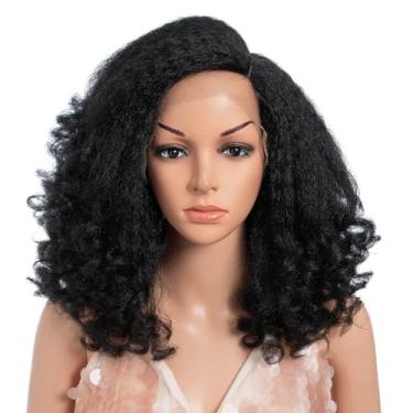 Imagem de Style Icon Perucas afro curtas encaracoladas de 35,5 cm para mulheres negras perucas sintéticas com parte frontal de renda (35,5 cm, 1)