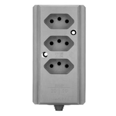 Imagem de Tomada Barra Tripla 20A 2 P+T Cinza Interneed