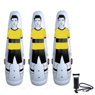 Imagem de TNZMART Manequim inflável amarelo de futebol manequim de ar livre defensor parede manequim de futebol para treinamento boneco de copo com bomba (pacote com 3, 1,7 m)