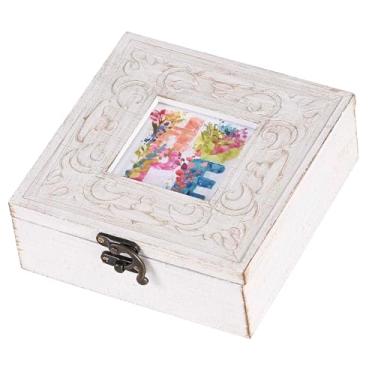 Imagem de Cottage Garden Caixa de joias com foto musical toca melodia Wonderful World 15 x 15 cm MDF e vidro envelhecido rosa Hope