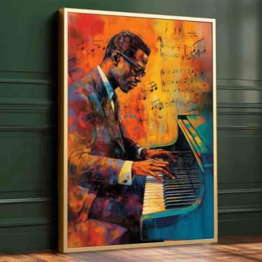 Imagem de Mostemauo Arte de parede de graffiti Black Man Arte de parede de piano afro-americano 40,6 x 61 cm sem moldura