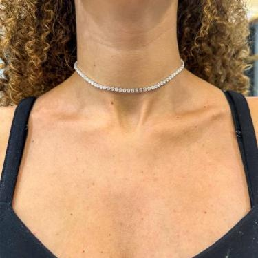 Imagem de Colar Choker Riviera Pedras Brancas M Banhado Prata 925 - Papillon Sem