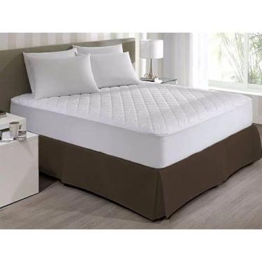 Imagem de Saia Para Cama Box King Com Pregas Marrom Admirare