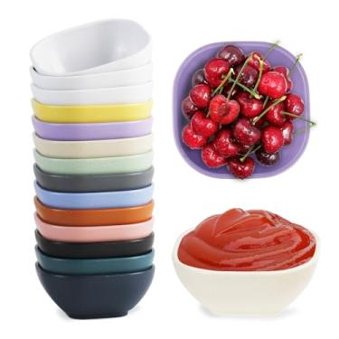 Imagem de Mulaibdin 14 tigelas de sobremesa pequenas, tigela de molho inquebrável de palha de trigo de 142 g, mini tigelas de preparação para ketchup de salsa e salgadinhos (multicoloridas)