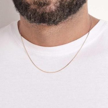 Imagem de Corrente Masculina Fina Banhada Ouro 18k Diamantada Rommanel