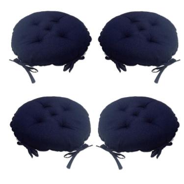 Imagem de Kit 04 Almofadas Futon Redondo Assento Para Cadeira 40X40 Az