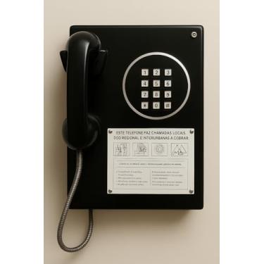Imagem de Orelhão Telefone Interfone Público Retrô Antigo Vintage, Discagem Digital com Teclado Metálico, (Preto)