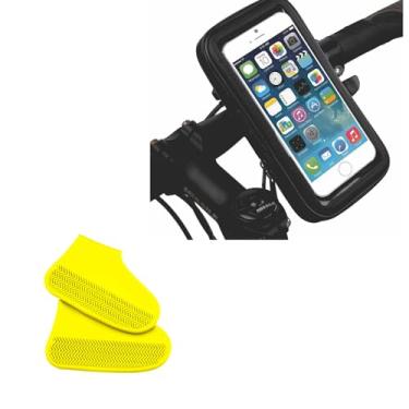 Imagem de Suporte de Celular para Moto e Bike Guidão + Capa Impermeável para Sapato – À Prova d’Água, Reutilizável, Compatível até 6.6” – Ideal para Chuva e Ciclismo