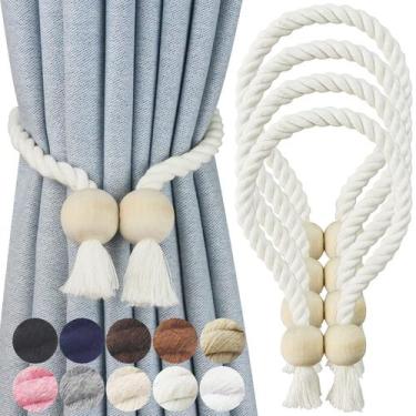 Imagem de Cortina de algodão magnético Nieffeiy, tecido à mão, pacote com 4