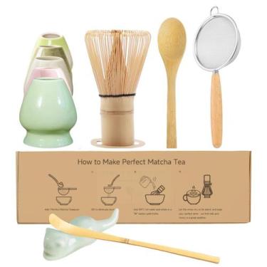 Imagem de Conjunto de batedores Matcha JavaNest Bamboo de 6 peças com peneira e 