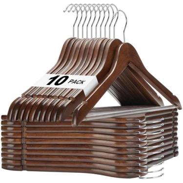 Imagem de Cabides de madeira HOUSE DAY Walnut, pacote com 10 calças antiderrapan