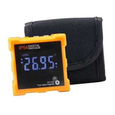 Imagem de predolo Medidor de ângulo digital, função de retenção de dados, à prova d'água, compacto, prático, presente, cubo inclinômetro 6x3x6cm para máquinas, Laranja