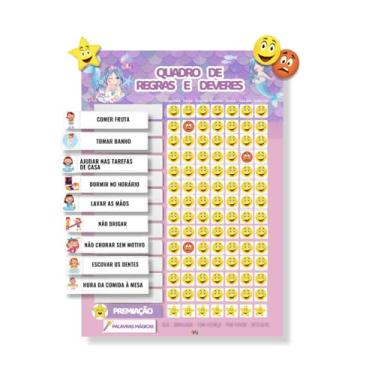 Imagem de Quadro de Tarefas e Rotinas Diárias Infantil - Modelos de Mneenina (Sereia)