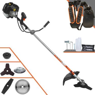 Imagem de Roçadeira Robusta Terra GRH-430 À Gasolina 2T 43cc 6.500rpm 1,7HP Com Kit 3 Lâminas de Corte, Carretel de Nylon e Escova de Aço Circular 38 Cerdas