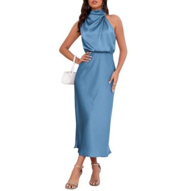 Imagem de Vestido formal elegante de cetim de verão LUNAMODA 2025 para mulheres