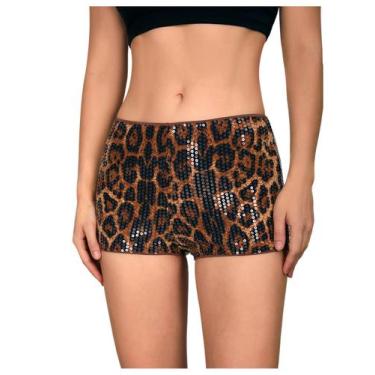 Imagem de Shorts SOLY HUX femininos com estampa de chita, marrom micro leopardo