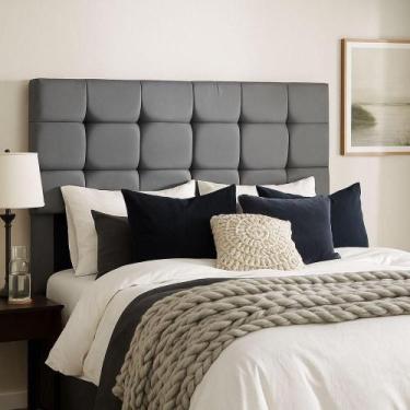Imagem de Cabeceira Cama Box Solteiro 90 Cm Malta Em Suede Com Frame Cinza - Bla