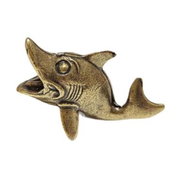 Imagem de Fenteer Estátua de peixe, escultura de animal, artesanato, miniatura decorativa de latão, estatueta de peixe, figura de animal marinho para sala de estar, Style a