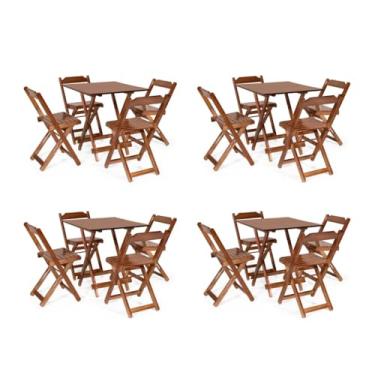Imagem de Kit 4 Conjuntos Dobráveis 70x70 com 4 Cadeiras Dobráveis Imbuia - Móveis Britz