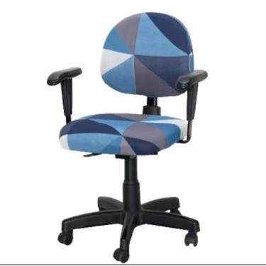 Imagem de Capa cadeira de Escritório Ergonômica com Braços Ajustáveis, Base Giratória com Rodízios, Disponível em Azul Geométrico, Preto e Vermelho