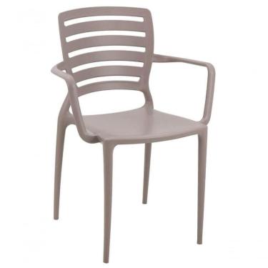 Imagem de Cadeira Tramontina Sofia Com Encosto Horizontal E Braços Camurça