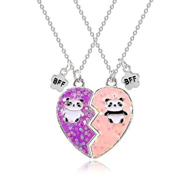 Imagem de MJartoria Colar BFF para 2, colares de melhor amigo, design fofo, presente de dia dos namorados, pingente de coração, colares de amizade, Metal, Sem Pedra Preciosa