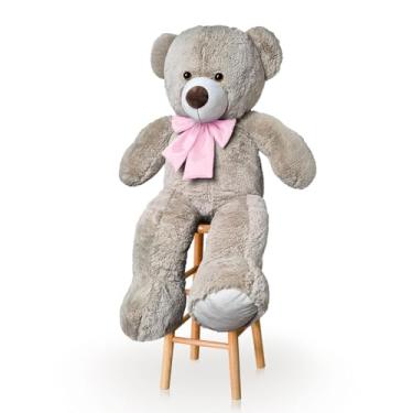 Imagem de Urso De Pelúcia Gigante 1M Com Laço Para Decoração Presente Amor (Avelã Com Rosa)