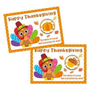 Imagem de 36 peças Happy Thanksgiving Scratch Off Cards Friendsgiving Party Games Turkey Thanksgiving Dinner Party Game Scratcher Tickets for Adults Pumpkin Favor Ideas (Turquia-2)