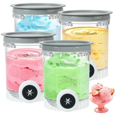Imagem de Pacote com 4 potes e tampas de creme para série Ninja NC700 NC701, compatível com máquinas de sorvete Ninja Swirl e Soft Serve para servir, livre de BPA e lavável na lava-louças, substituição