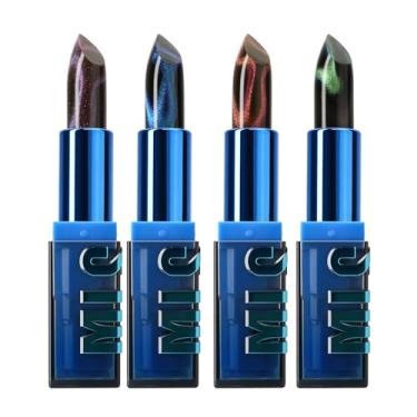 Imagem de Corlo Brilho labial que muda de temperatura, batom hidratante volumoso, plumpers labiais com glitter de alto brilho, esmalte labial perfeitamente matizado brilhante (conjunto de olhos de gato)