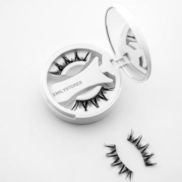 Imagem de EMILYSTORES Cílios magnéticos, preto natural, cílios postiços reutilizáveis com aplicador, sem necessidade de cola (MLT09)