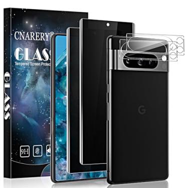 Imagem de Cnarery Pacote com 2 + 2 protetores de tela de privacidade para Google Pixel 8 Pro, protetor de tela de vidro temperado de privacidade e protetor de lente da câmera [fácil instalação]