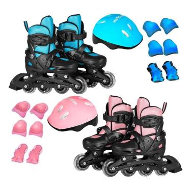 Imagem de 2X Patins Roller Ajustável Infantil Com Kit Proteção Complet