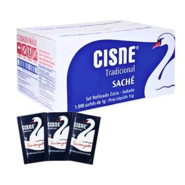 Imagem de Sal Cisne Sachê Tradicional Extra IodadoRestaurantes Lanchonetes Delivery Comércio Empresas Hotéis Caixa 1000 de 1g, para Food Service