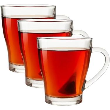 Imagem de Jogo 3 Canecas Xícaras de Vidro 265ml com Alça para Café Cappuccino Expresso Cerveja Chocolate Sucos