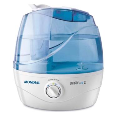 Imagem de Umidificador de Ar Ultrassônico Comfort Air, Névoa Fria, Super Silencioso, Cor Branco e Azul, Bivolt, Ideal para Quarto, Bebê e Ambientes Secos