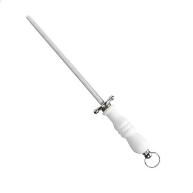 Imagem de Chaira Assador Branco,Afiador de Facas 29 cm, Cabo em Polipropileno, Lâmina em Aço Inoxidável, para Churrasco e Cozinha