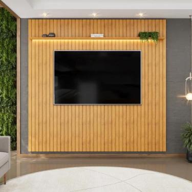 Imagem de Painel para TV até 75 Polegadas Ripado com LED DJ Móveis Trento 250 Ce