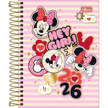 Imagem de Tilibra - Agenda Espiral Diária 11,7 x 16,4 cm Minnie 2026 - Minnie Listras - TILIBRA