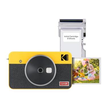 Imagem de KODAK Câmera instantânea e impressora fotográfica Mini Shot 2 retrô 4PASS 2 em 1 (5,3 x 8,6 cm) + 8 folhas, amarelo