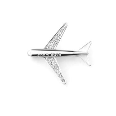 Imagem de PLITI Broche de avião presentes de piloto presente de avião viajante presente comissário de bordo presente de agradecimento aeromoça presentes de tripulação de voo, Medium, Aço inoxidável, Sem Pedra