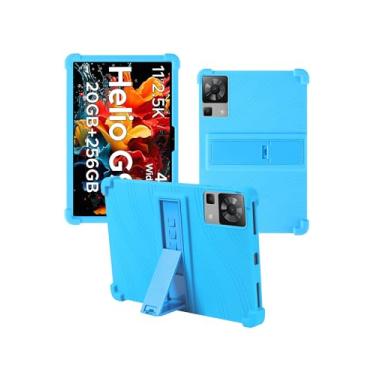Imagem de Capa para tablet Doogee T35/Doogee T40/Doogee T30 Pro/Doogee T30S de 11 polegadas, capa protetora de borracha leve à prova de choque, capa protetora ajustável de silicone macio para crianças, azul