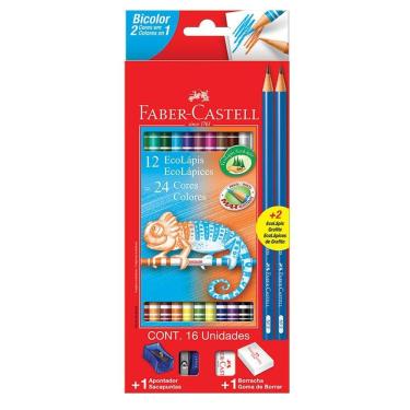 Imagem de Lápis de cor 24 cores 12 lápis bicolor 120612+2N Faber Castell