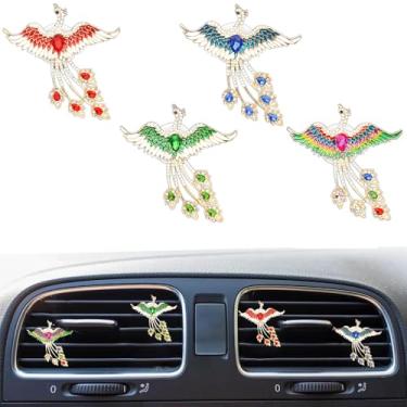 Imagem de 4 peças Bling Diamond Phoenix Clipes de ventilação de ar do carro Aromatizador de Ar Charme Condicionador Clipe de Saída para Decorações de Acessórios de Interior Automóvel (Mistura)